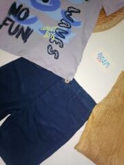 Surf Baskı Tişört&Denim Şortlu 2'li Takım