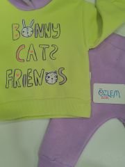 Kulaklı Bunny Kapüşonlu İkili Takım