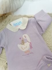 Anne Kaz Figürlü Bebe Yaka Lila 2'li Takım