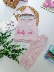 Lovely Cat Pembe Yelekli 3'lü Takım