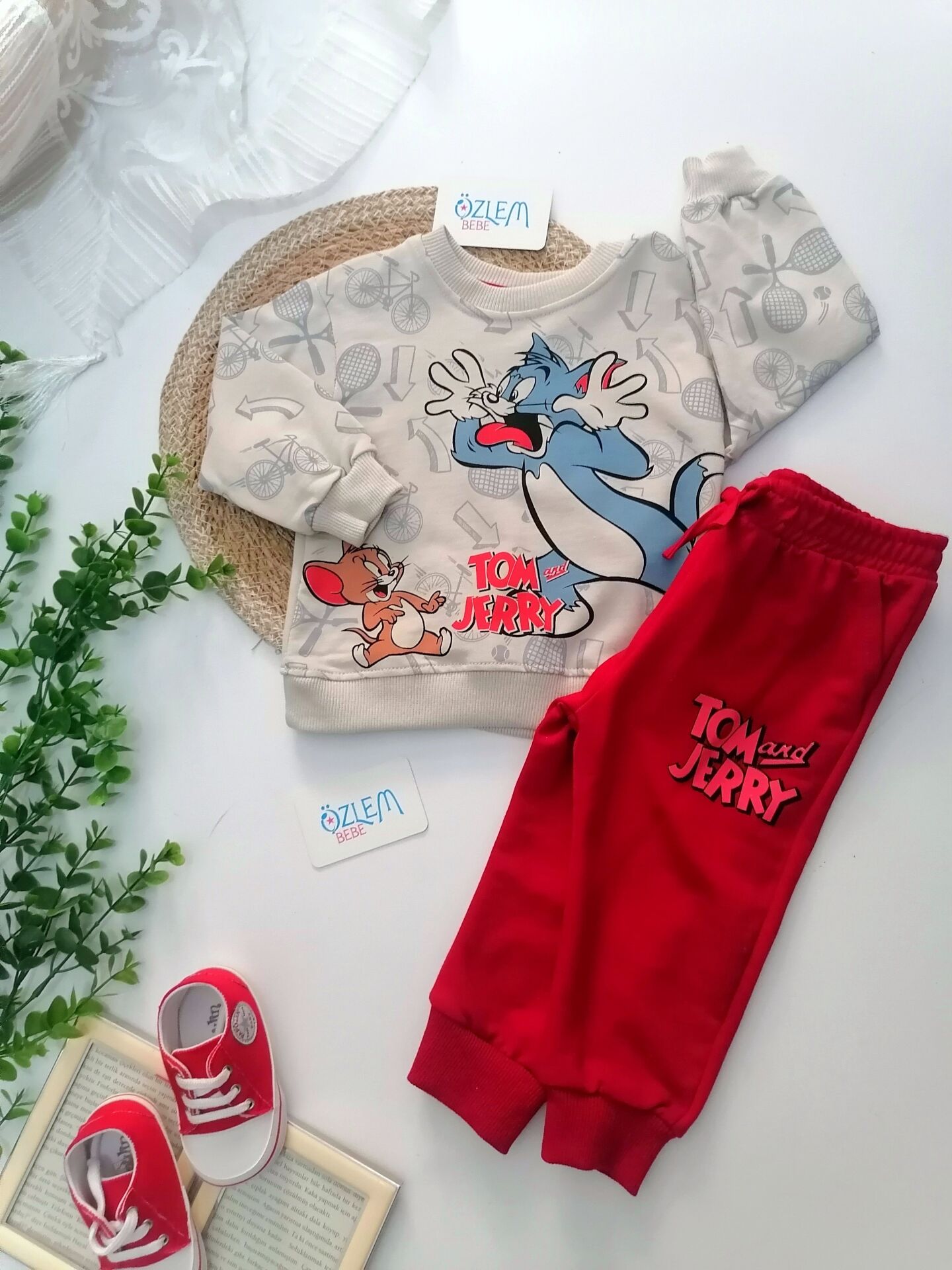 Tom And Jerry Kırmızı Pijamalı  2'li Takım