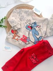 Tom And Jerry Kırmızı Pijamalı  2'li Takım
