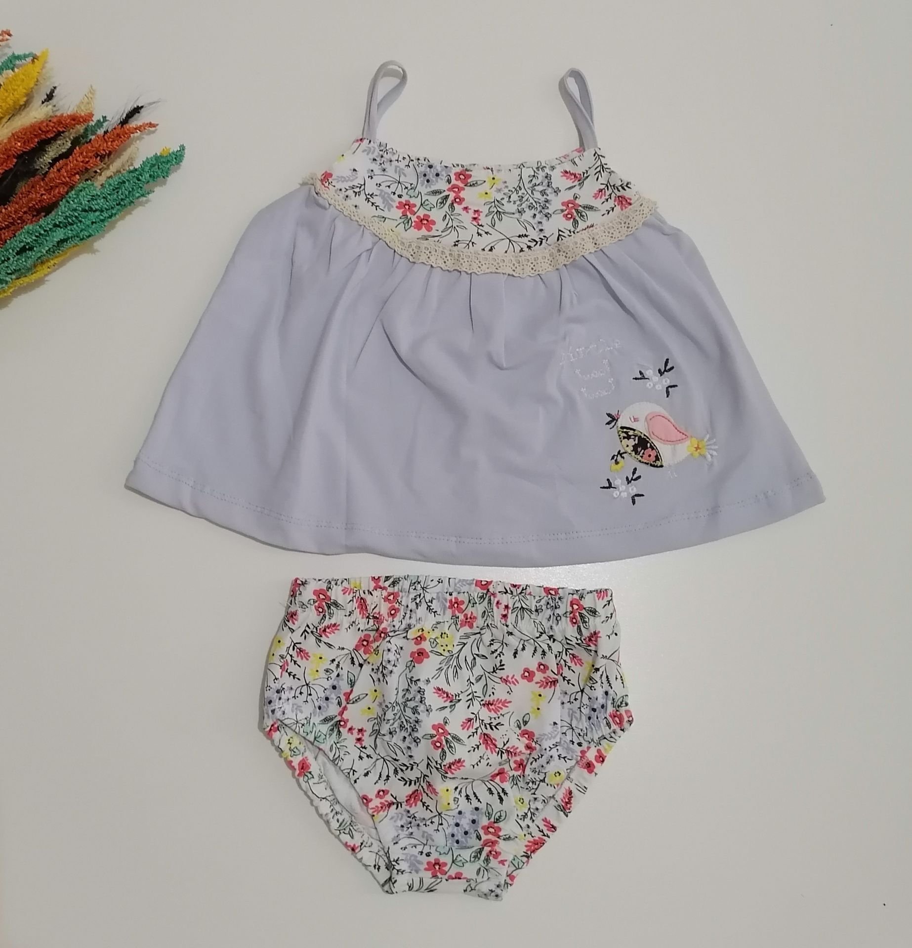 Kuş Figürlü Eflatun Bebek Takım