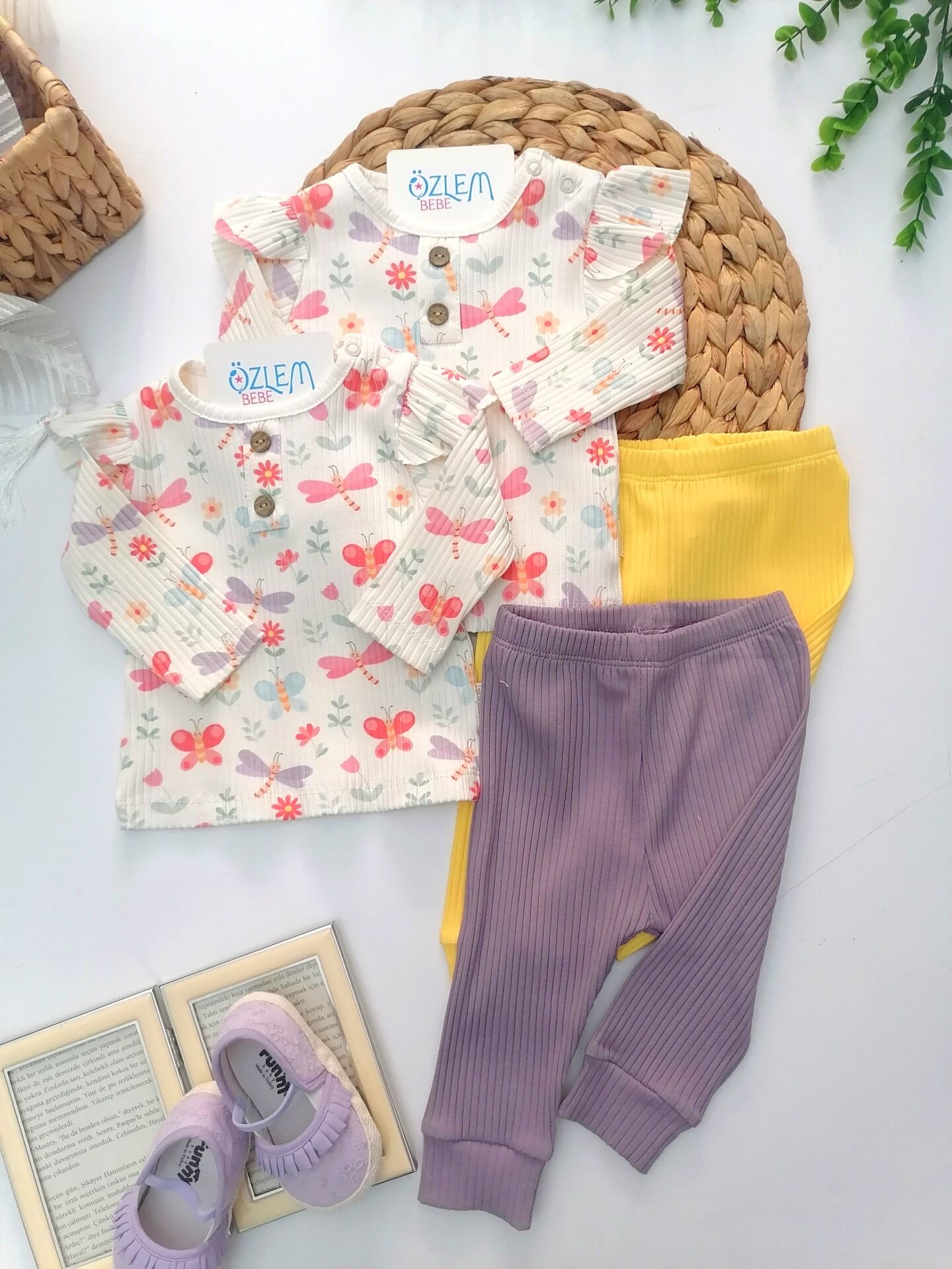 Kelebek Desenli Ribana 2'li Takım