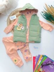 Yelekli Çiçek Desen 3'lü Takım