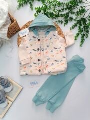 Araba Baskı Yelekli 3'lü Takım