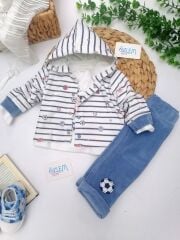 Topçu Ayıcık Hırkalı Kadife 3'lü Takım