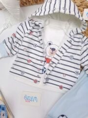 Topçu Ayıcık Hırkalı Kadife 3'lü Takım