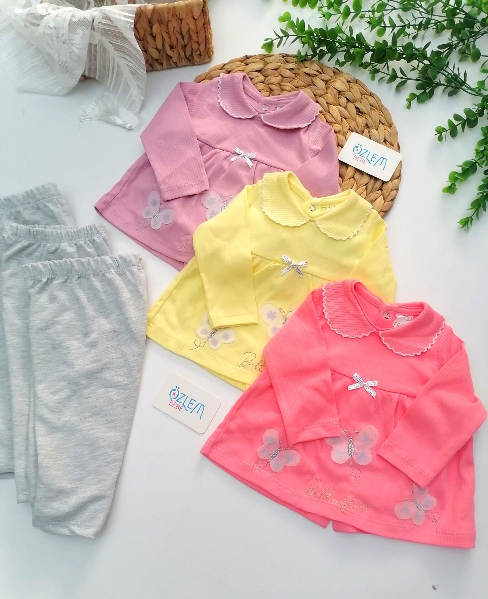 Bebe Yaka Kelebekli 2'li Bebek Tk.