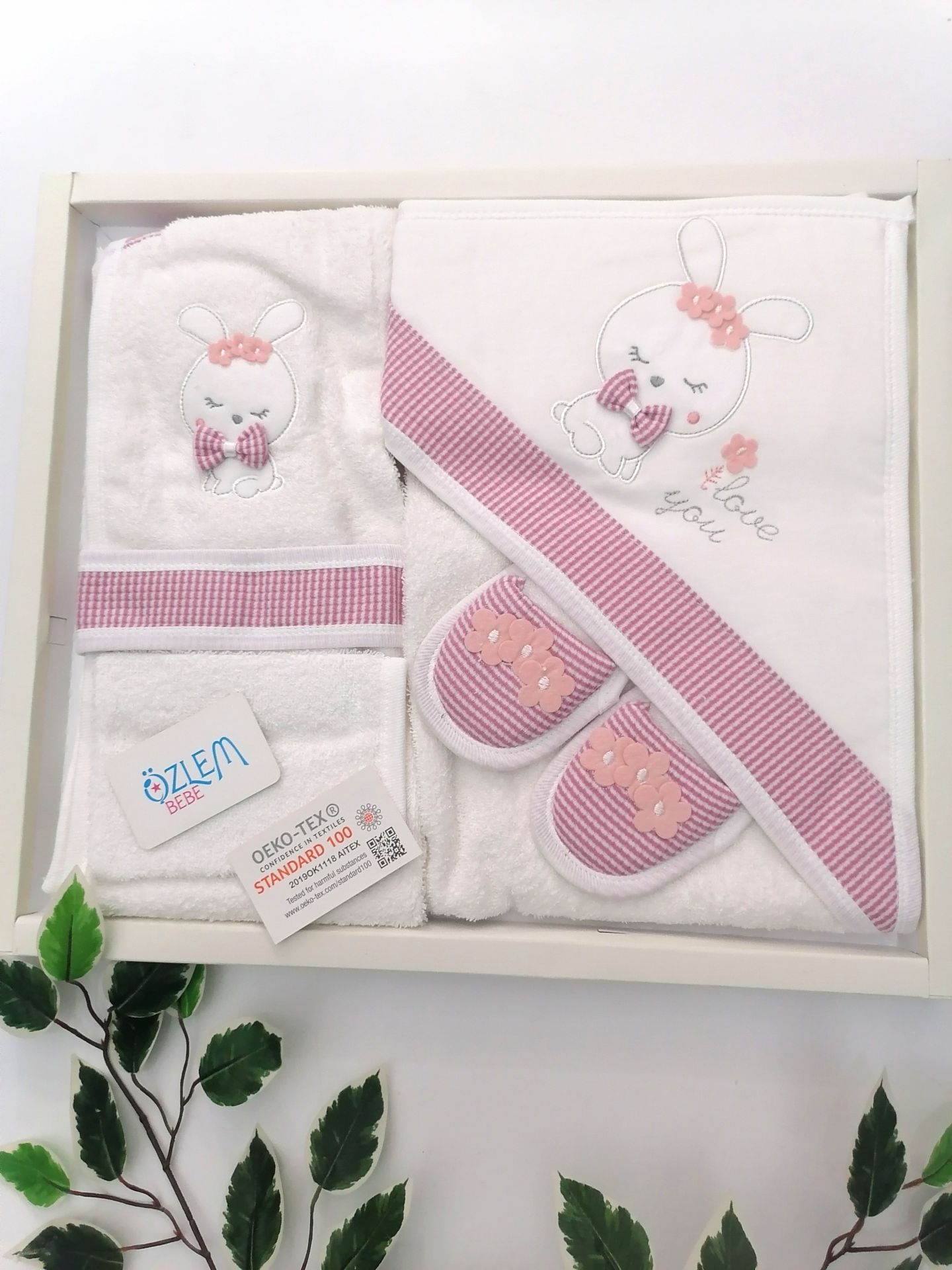 Çizgili Tavşan  Havlu&Bornoz Seti