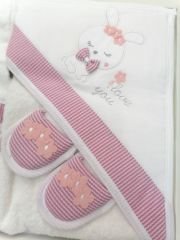 Çizgili Tavşan  Havlu&Bornoz Seti