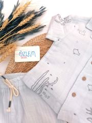Tosbik Baskı Şortlu Müslin 2'li Takım