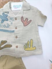 Starfish Baskı Müslin 2'li Takım